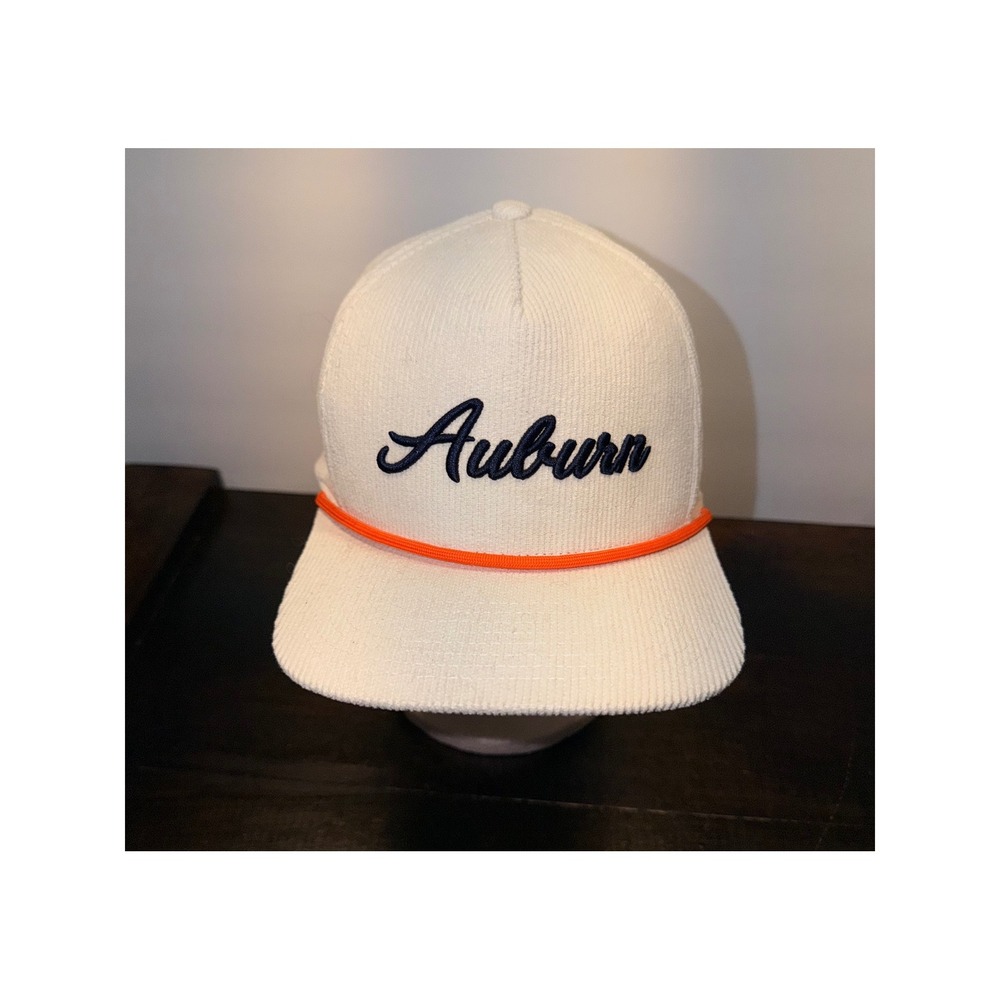 Auburn Tigers Corduroy Rope Hat Navy Embroidery Orange‎ Trim Adjustable Snapback